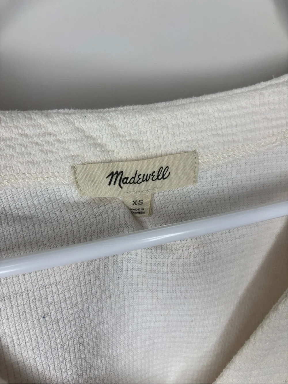 Madewell Cream Waffle-Knit V-Neck Button Cardigan SIZE Xs